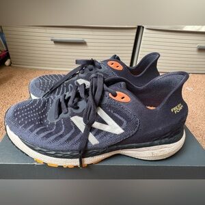 New Balance Blue and Orange Sneakers with Breathable Knit Design, Boys size 1.5W